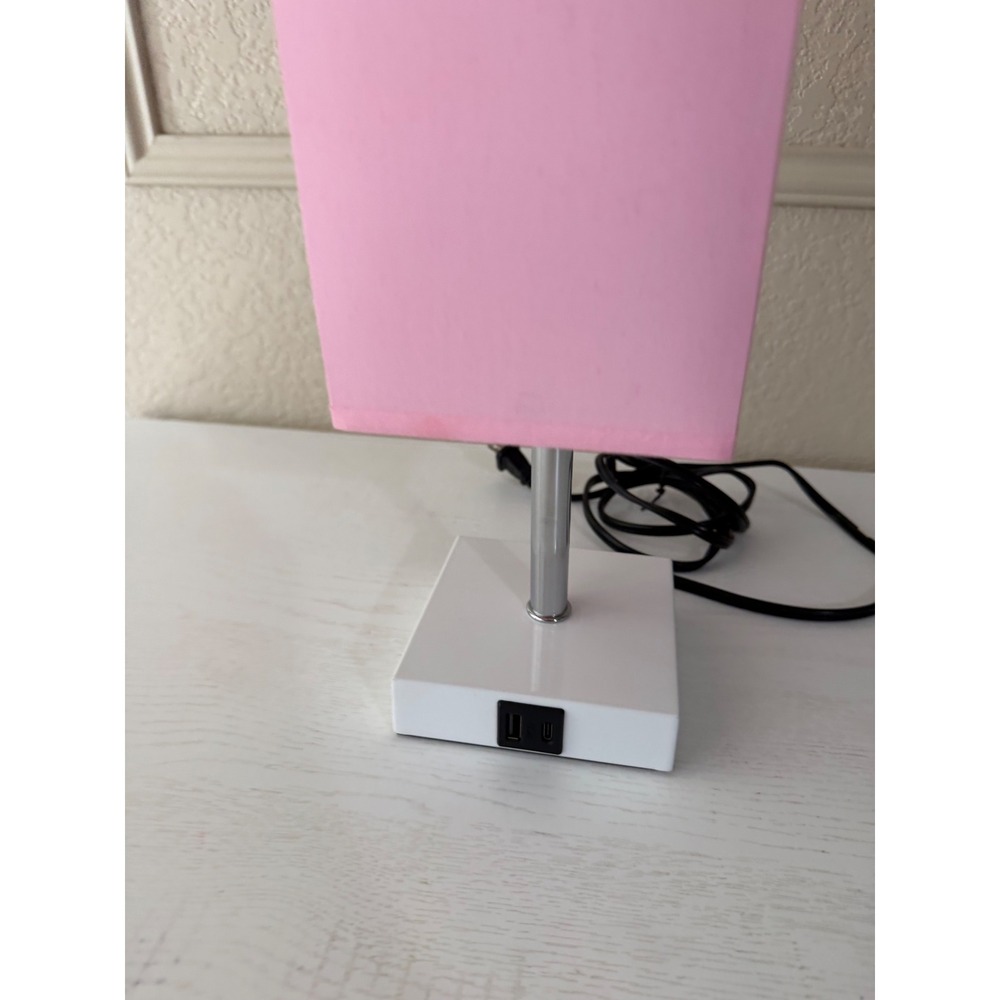 Pink Touch Control Bedside Lamp with USB A+C Ports Dimmable Table Lamp LED Bulb - Picture 4 of 7